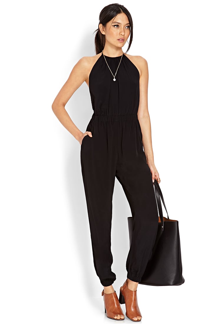 Lyst - Forever 21 Halter Harem Jumpsuit in Black