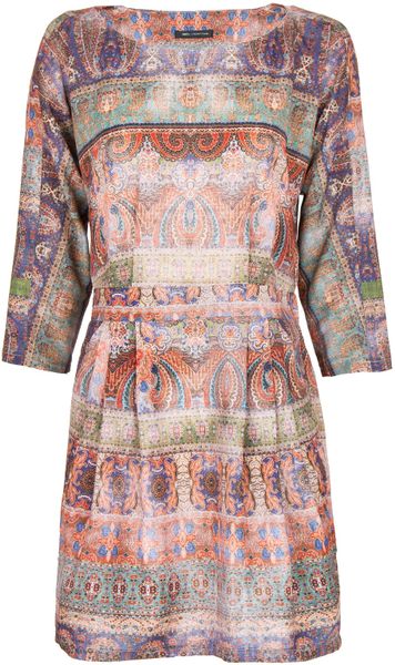 Mango Faded Paisley Print Dress in Multicolor (Terracotta) | Lyst