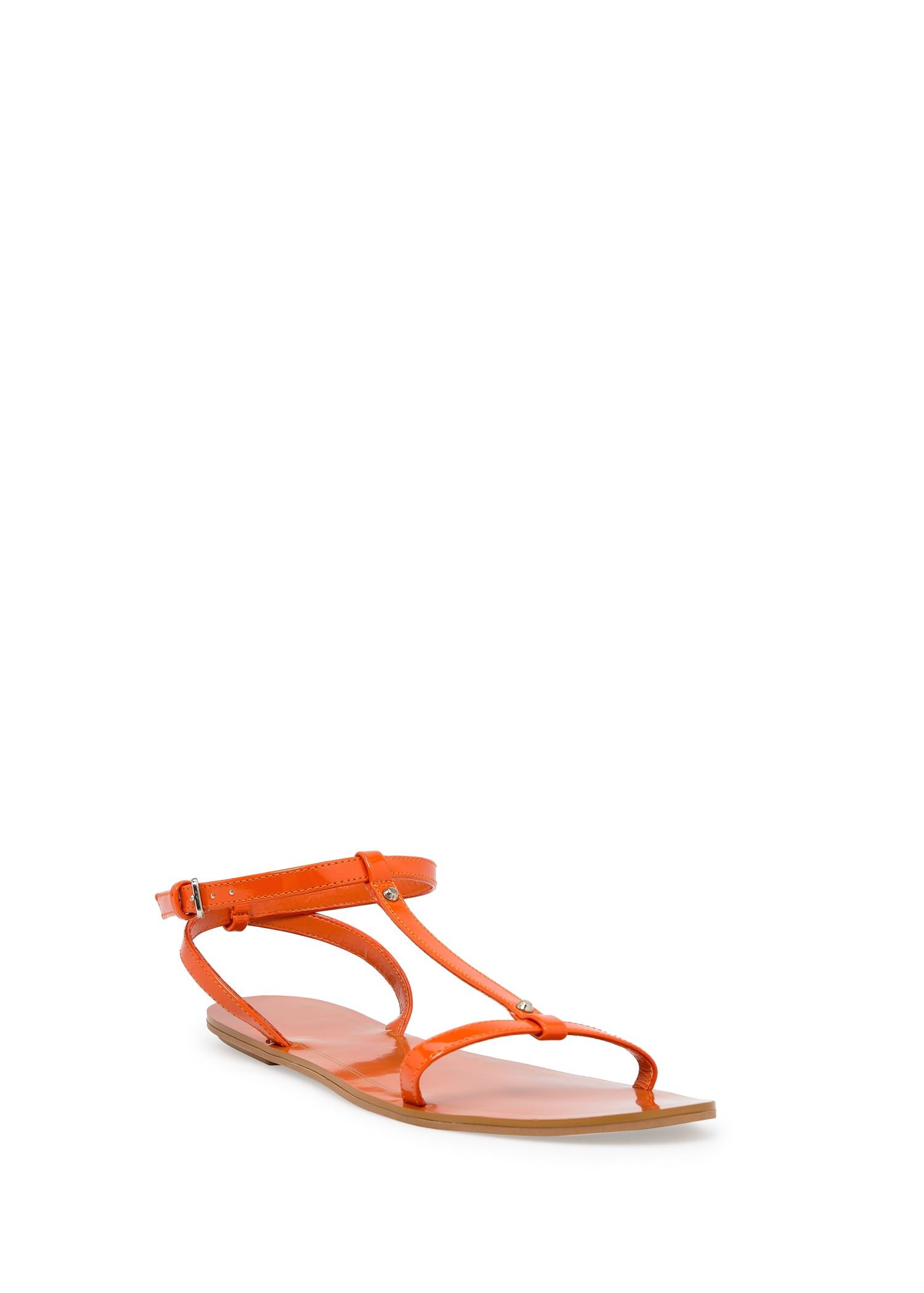 Lyst - Mango Patent Flat Sandals in Orange
