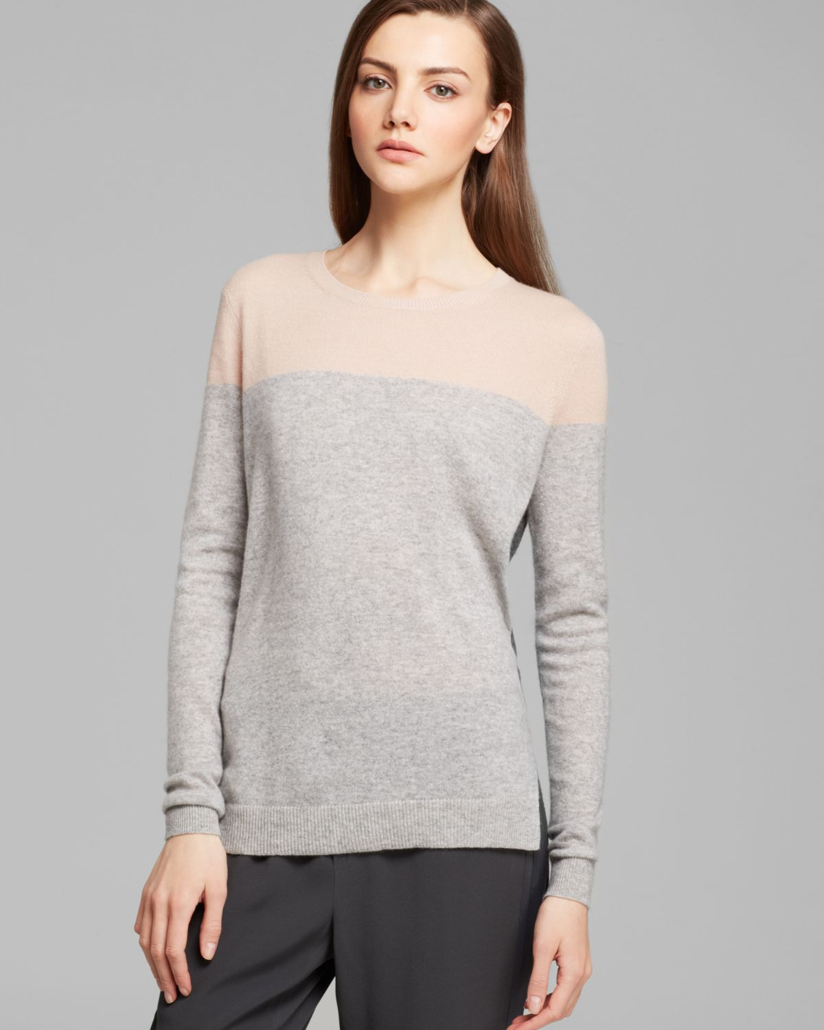 Vince Sweater Color Block Cashmere in Gray | Lyst