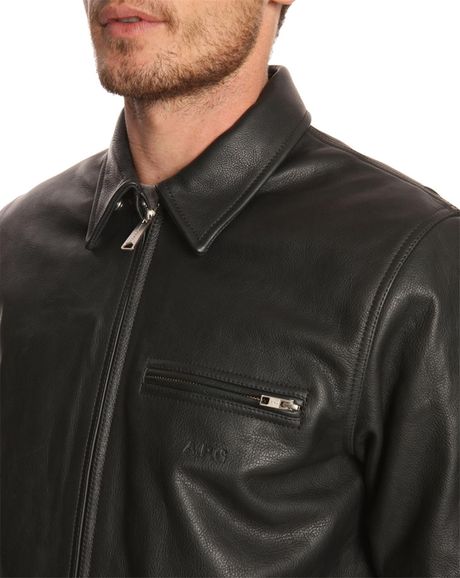 A.p.c. X Carhartt Detroit Black Leather Jacket in Black for Men | Lyst