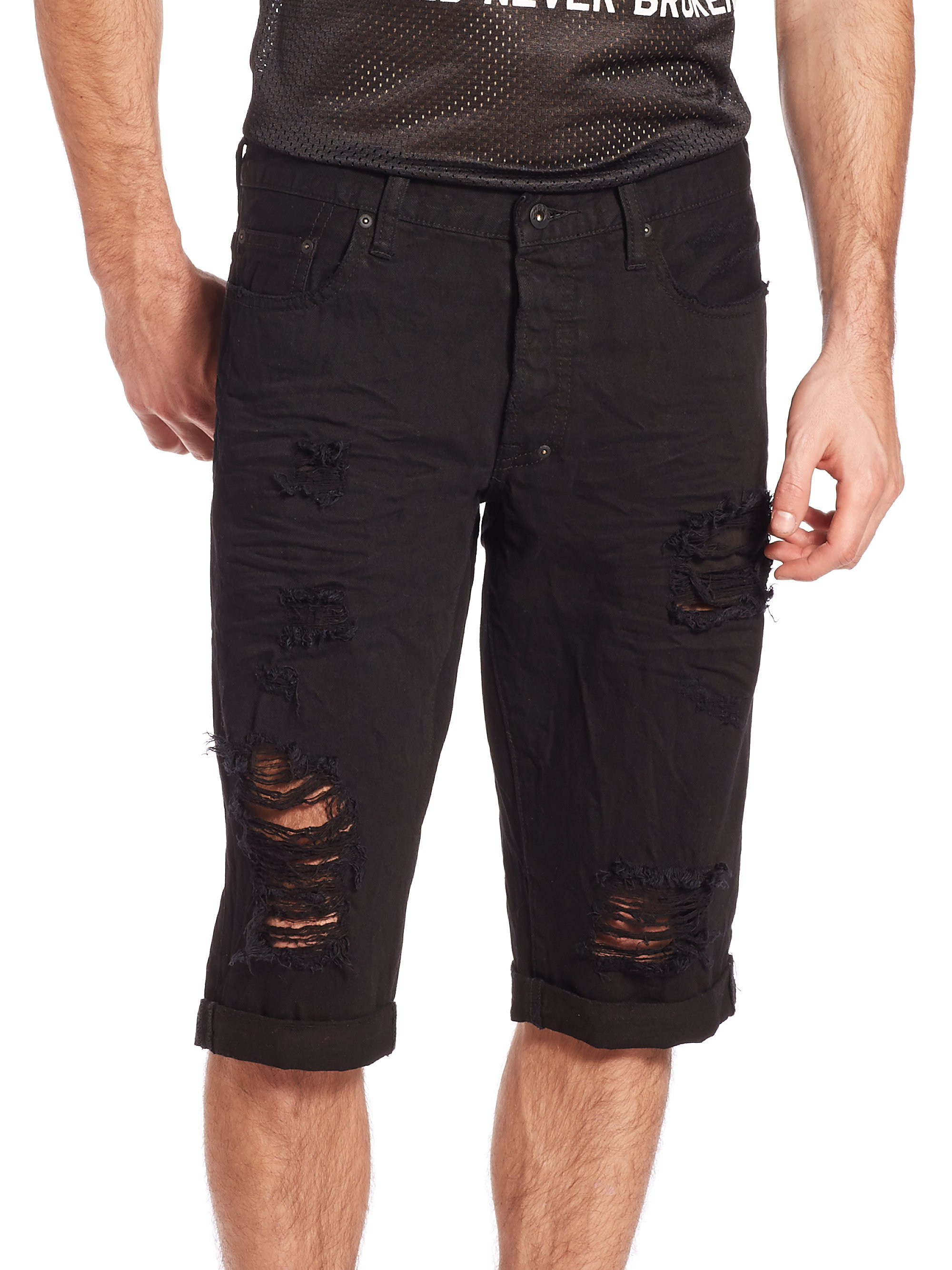 Prps Black Distressed Denim Shorts Product 0 993290782 Normal 