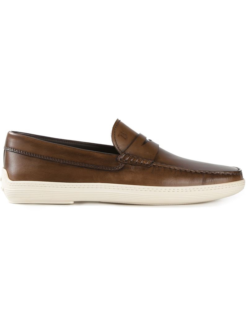 Tod's Rubber Sole Penny Loafers in Brown for Men | Lyst