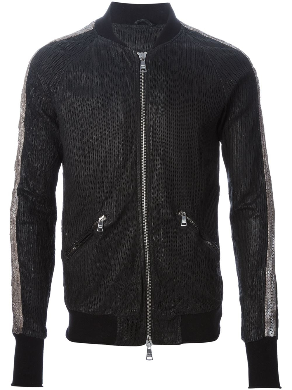 Giorgio Brato | Black Laser Cut-out Leather Bomber Jacket for Men | Lyst