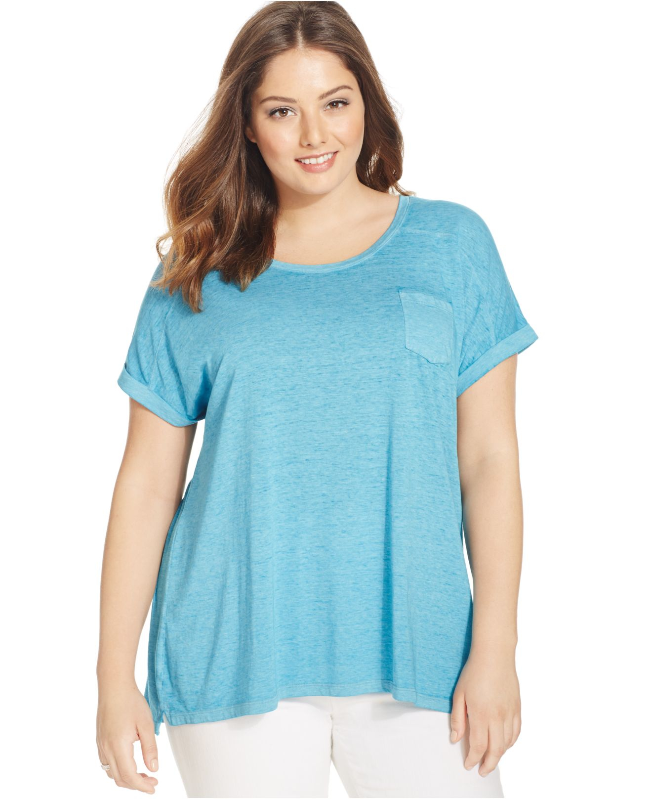 Style & co. Plus Size Pocket T-shirt in Blue (Teal Gem) - Save 34% | Lyst