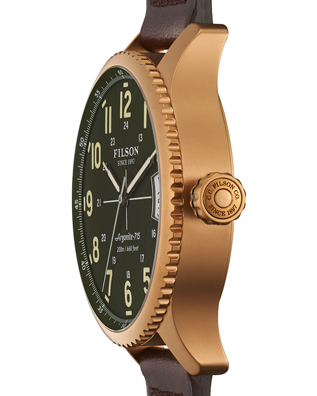 Lyst Filson 43mm Mackinaw Field Brass Watch With Leather Strap in