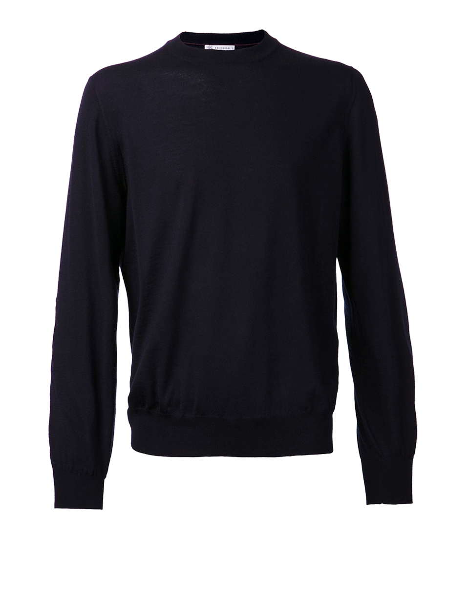 Brunello cucinelli Elbow Patch Crewneck Sweater in Blue for Men (NAVY ...