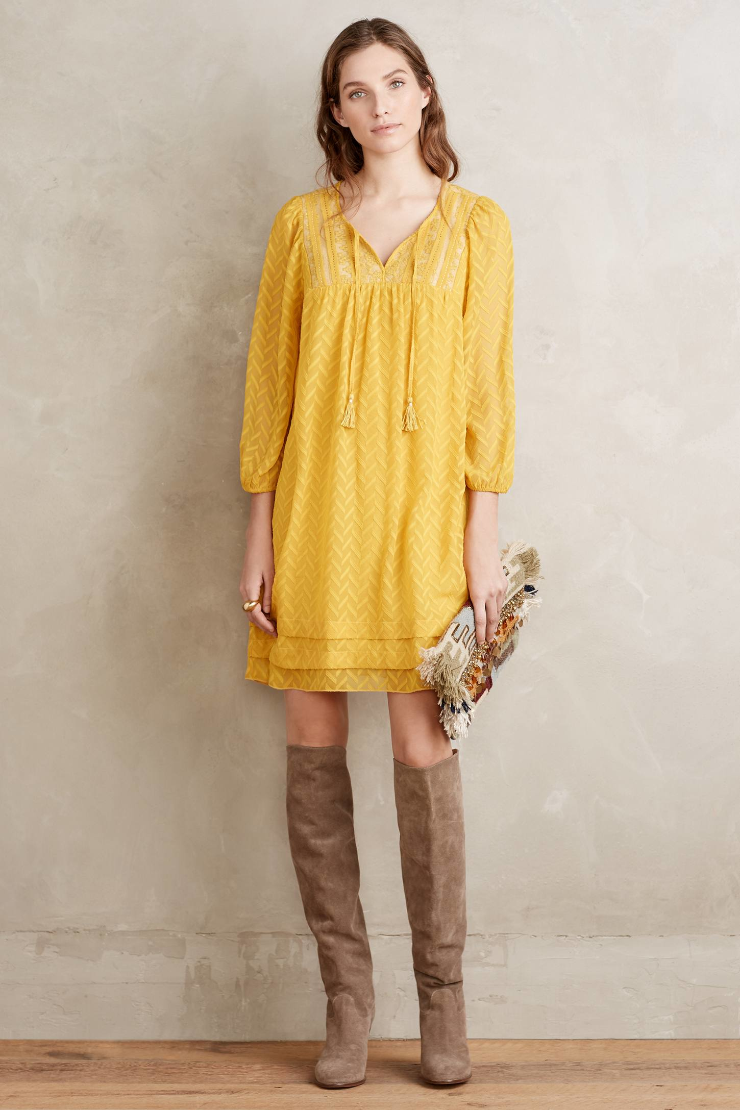 Lyst One September Anwen Peasant Dress in Yellow