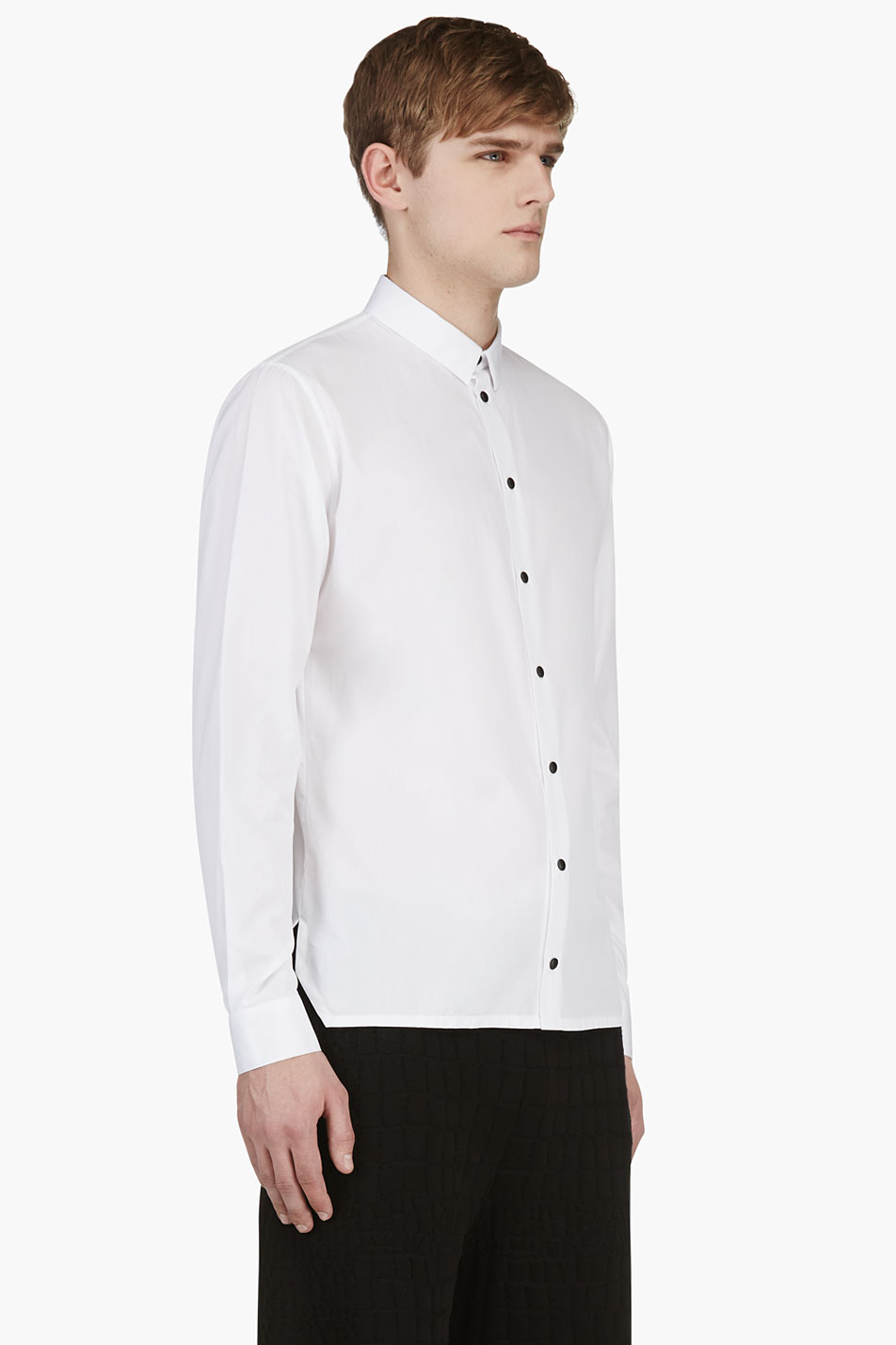 Kris van assche White Straight Hem Button Down Shirt in White for Men ...