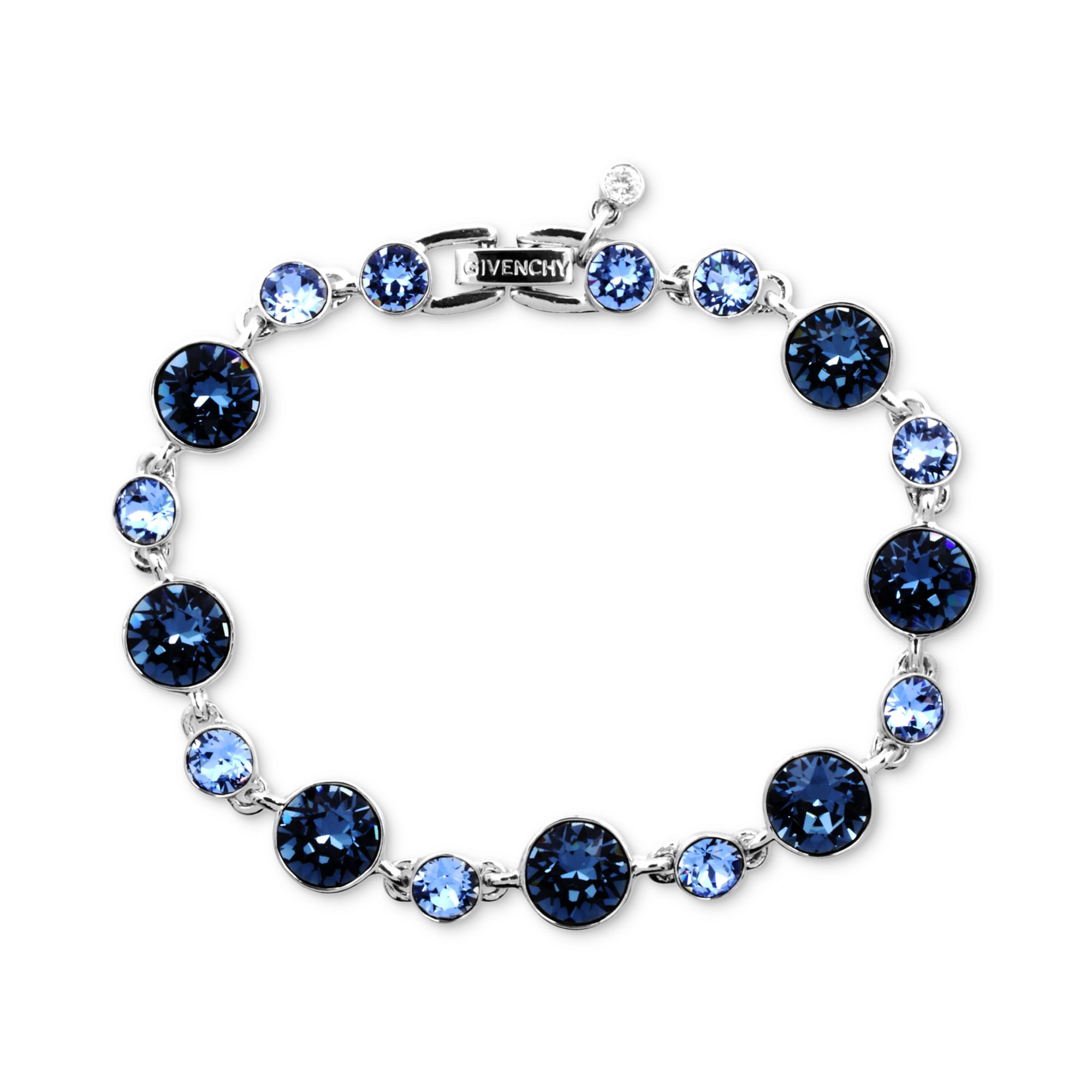 Lyst Givenchy Silvertone Swarovski Denim Blue And Light Sapphire