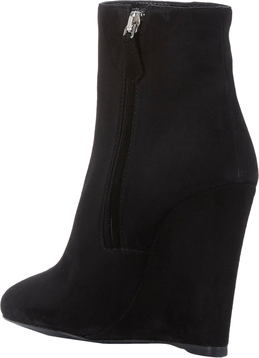 Prada Suede Wedge Ankle Boots in Black | Lyst