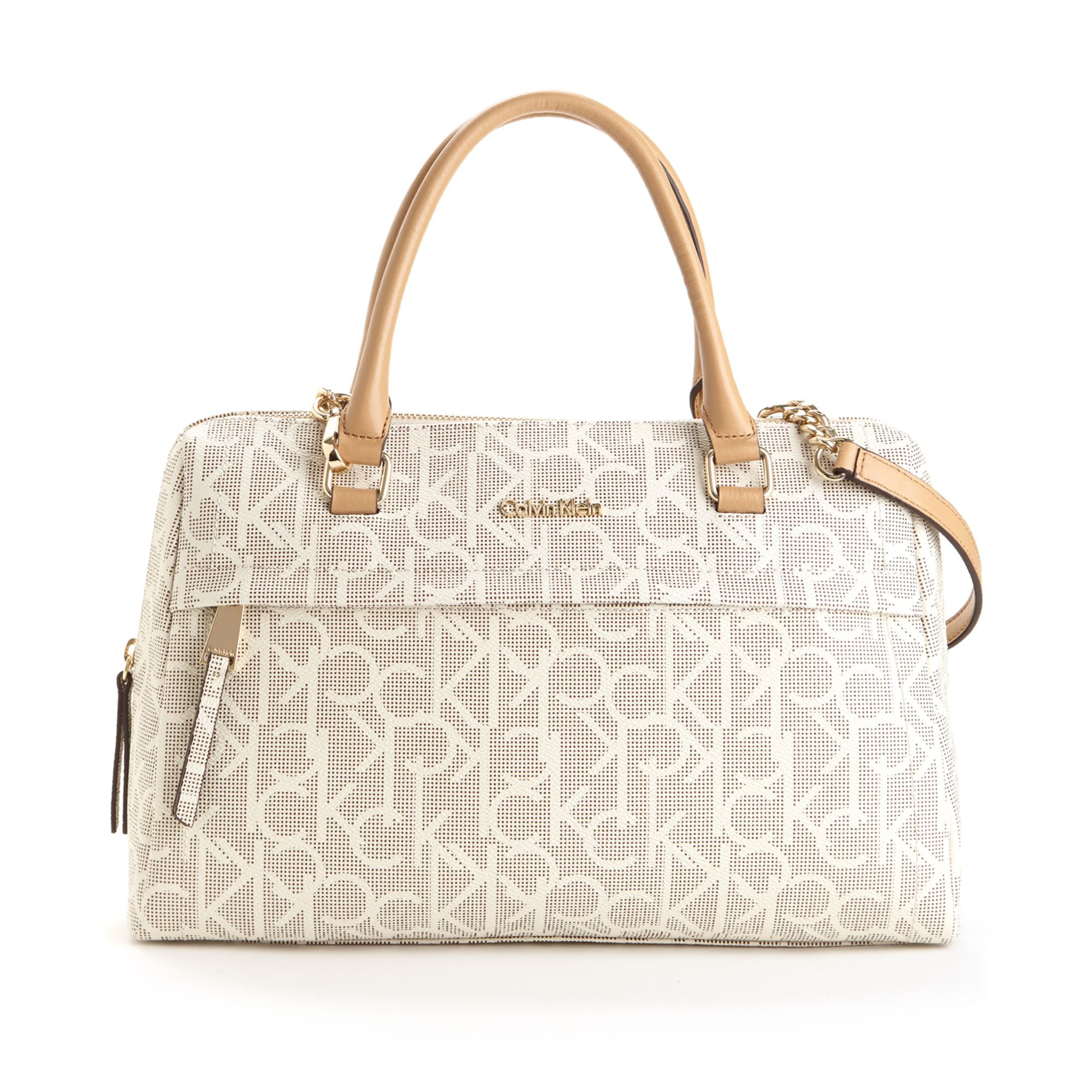 Lyst Calvin Klein Key Items Monogram Satchel In Natural Gallery