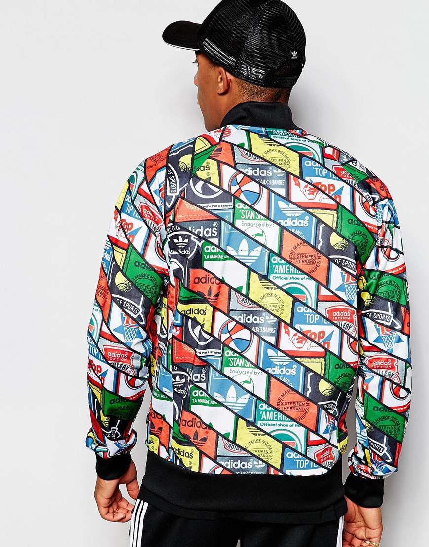 Lyst - Adidas Originals Track Jacket In All Over Print Ab7683 in Black