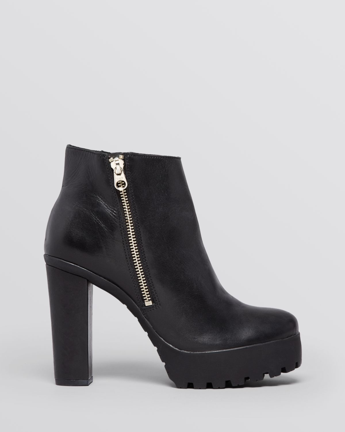 Schutz Platform Lug Sole Booties - Nena High Heel in Black | Lyst