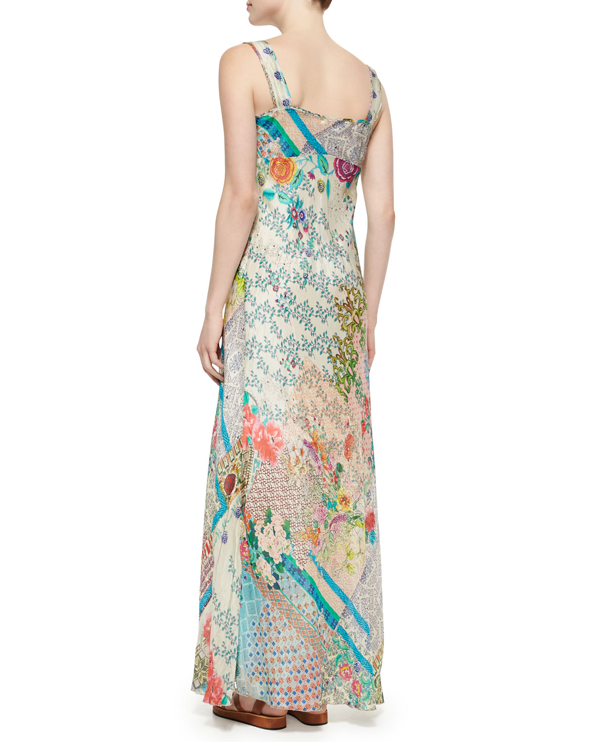 Lyst Johnny Was PatchPrint Silk Maxi Dress