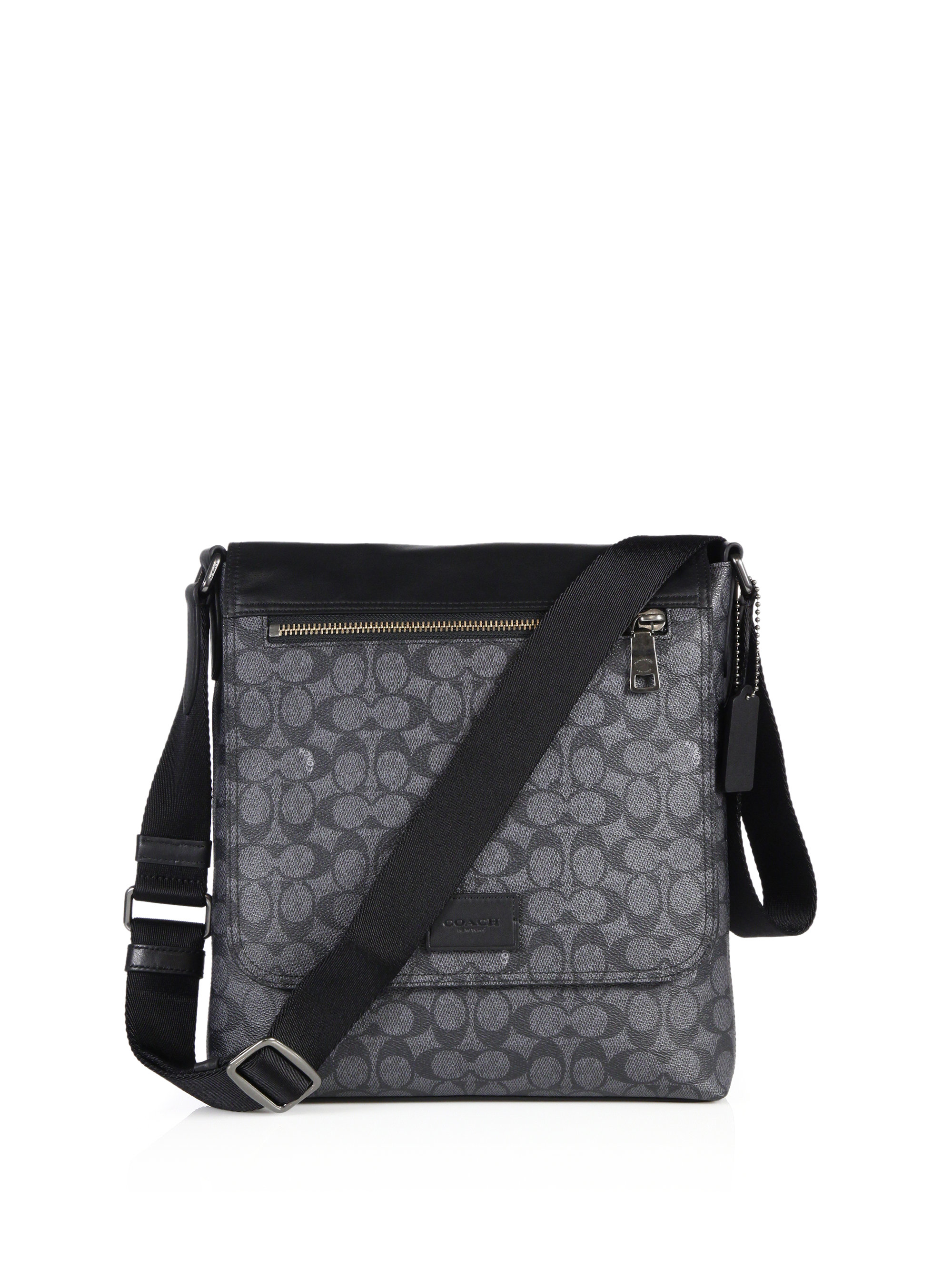 Lyst - COACH Sam Leather-trimmed Coated Canvas Crossbody Bag in Black ...