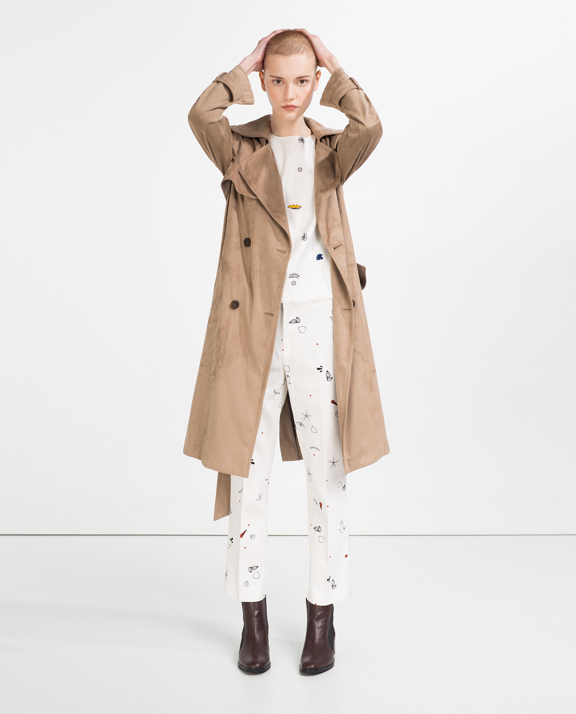 Zara Long Aline Trench Coat In Gray Lyst Stradivarius Gabardinas Look Main 1 Thesunflowerscloset Styled Zara Trench Coat With Denim Jeans Plaid