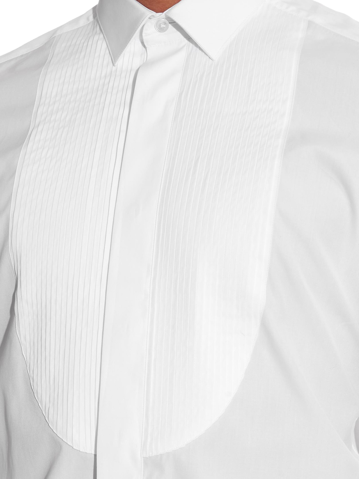 Lyst - Lanvin Pleated Bib-front Cotton Shirt in White for Men