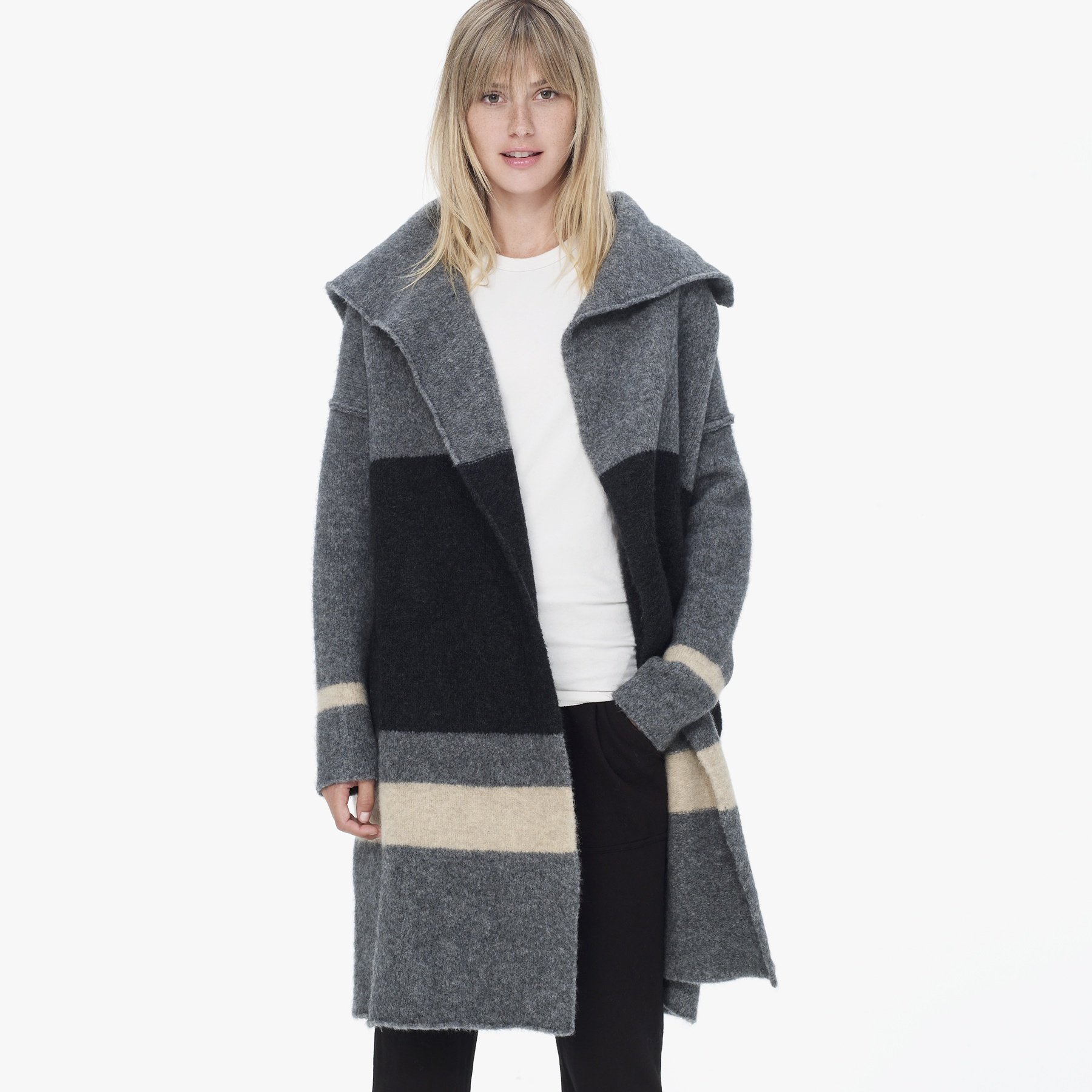 James perse Striped Blanket Sweater Coat in Gray | Lyst