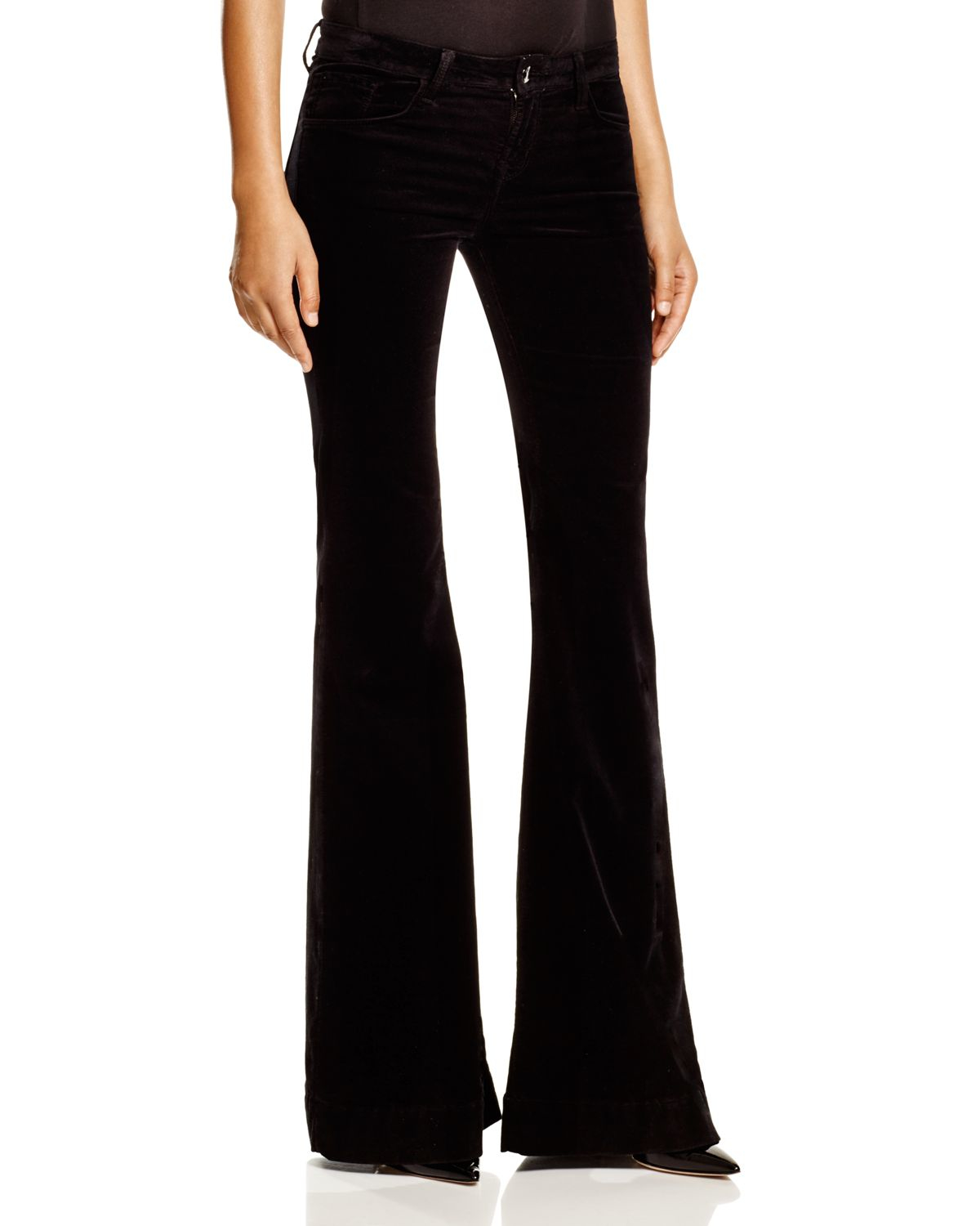 J brand Bella Velvet Flare Jeans in Black | Lyst