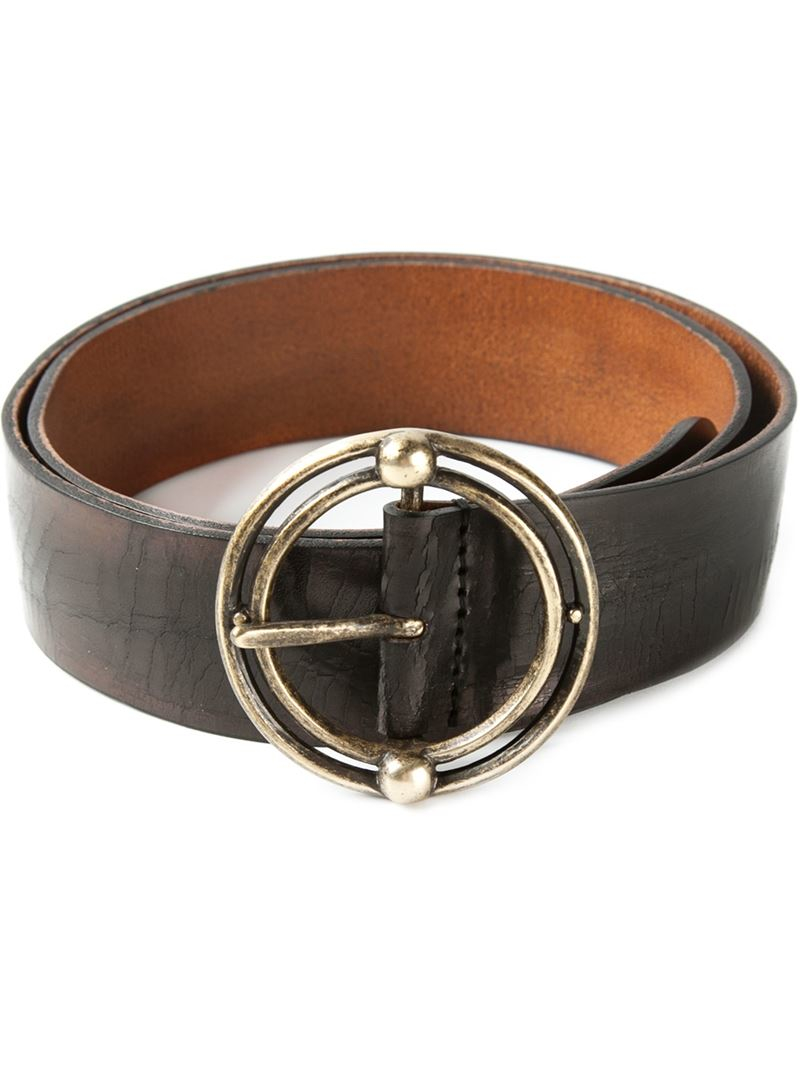 Black Belt With Gold Circle Buckle