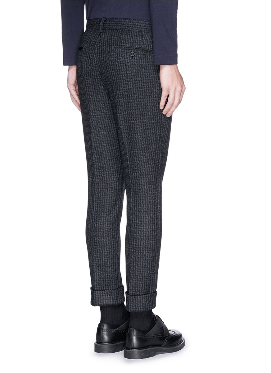 Sacai Houndstooth Pleat Front Wool Flannel Pants in Gray for Men - Lyst