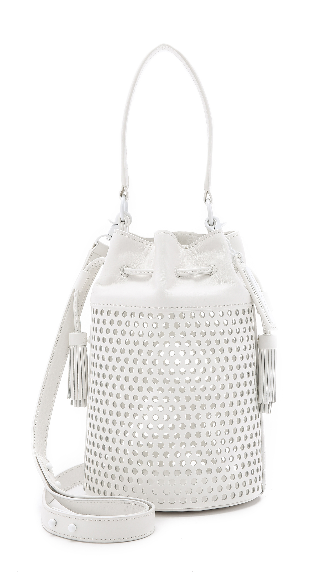 Loeffler randall Industry Perforated Bucket Bag - White in White | Lyst