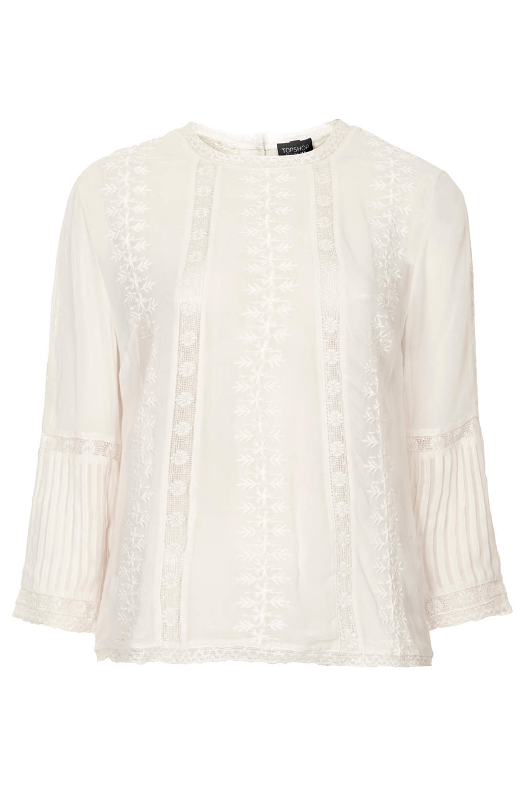 Lyst - Topshop Embroidered Blouse in White