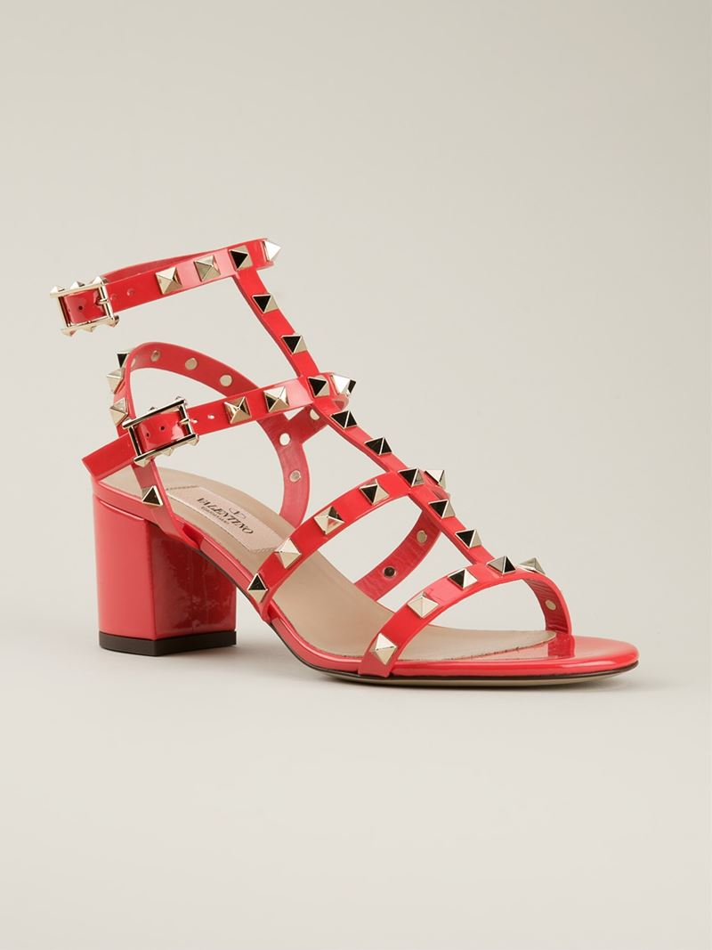 Lyst Valentino  Rockstud Sandals  in Red