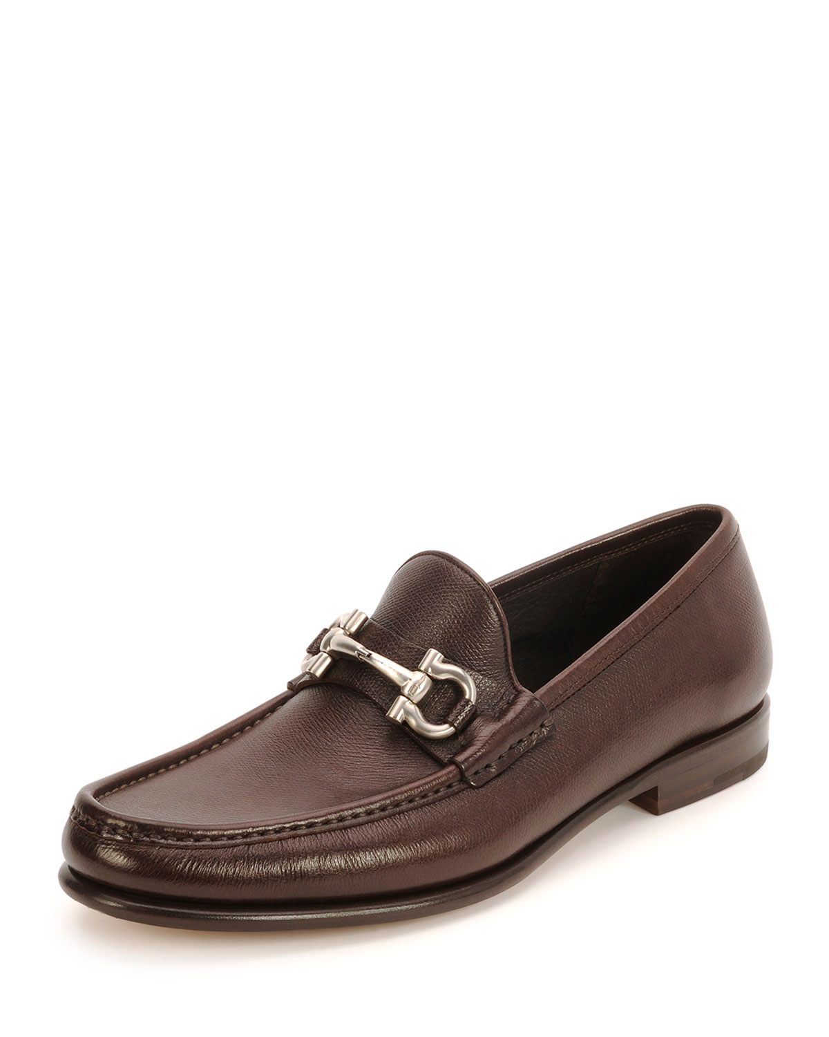 Ferragamo Mason Gancini-Bit Leather Loafer in Brown | Lyst