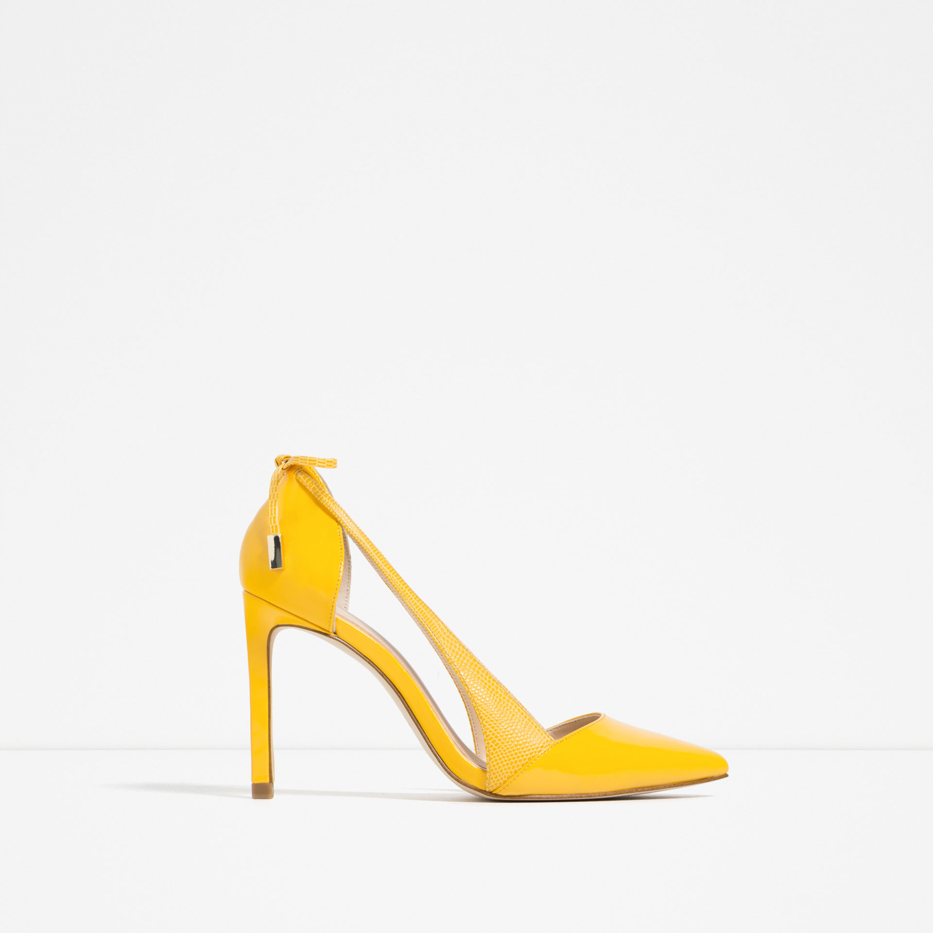 Zara High Heel Shoes With Bow in Yellow | Lyst