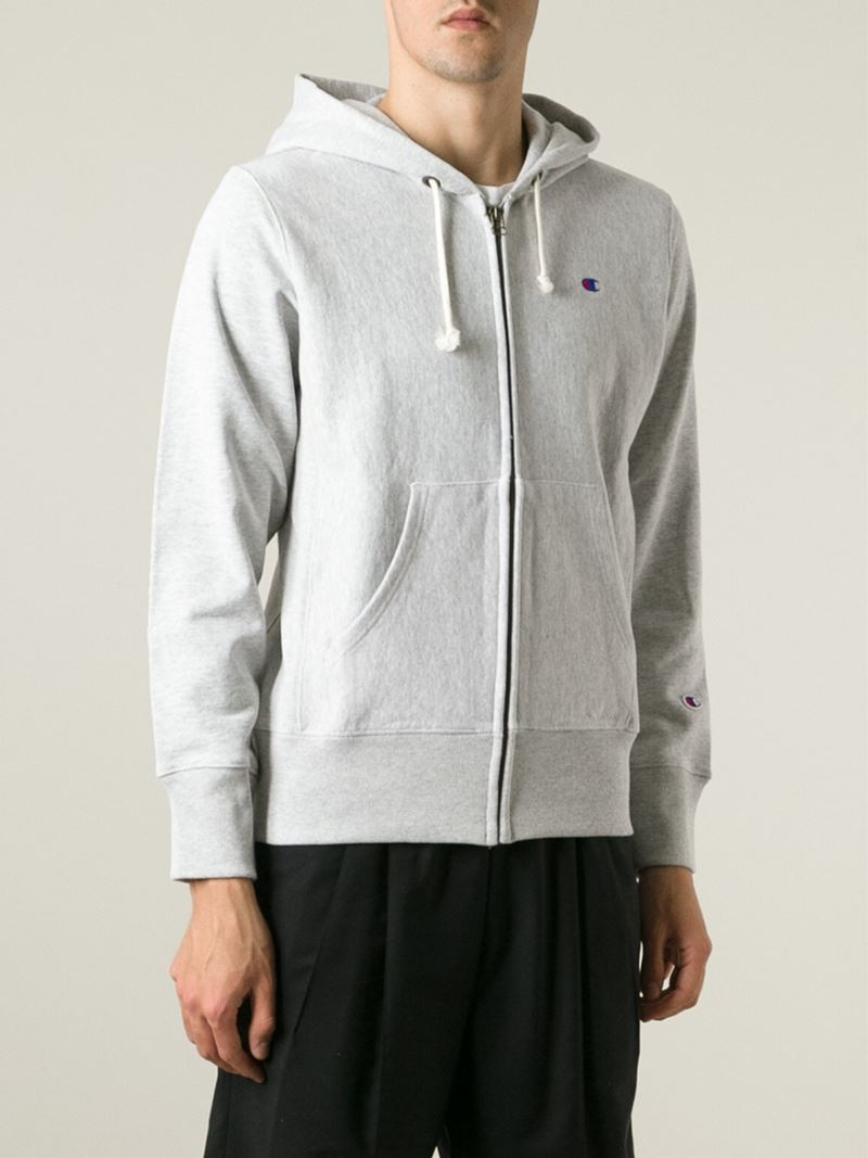 Champion Zipped Hoodie in Gray for Men Lyst