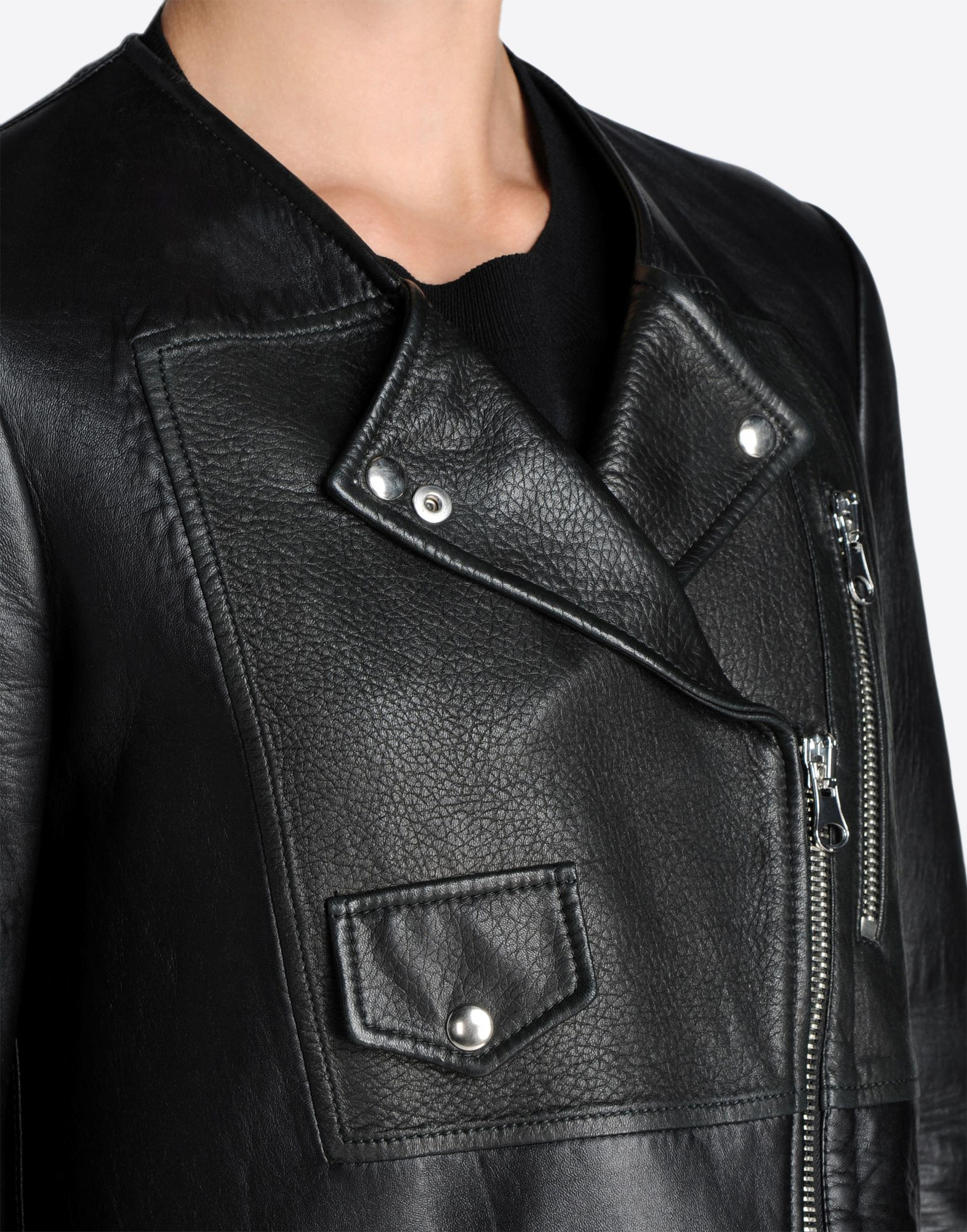 Mm6 By Maison Martin Margiela Leather Jacket With Center Patch In Mm6 By Maison Martin Margiela Leather Jacket With Center Patch In Black Lyst