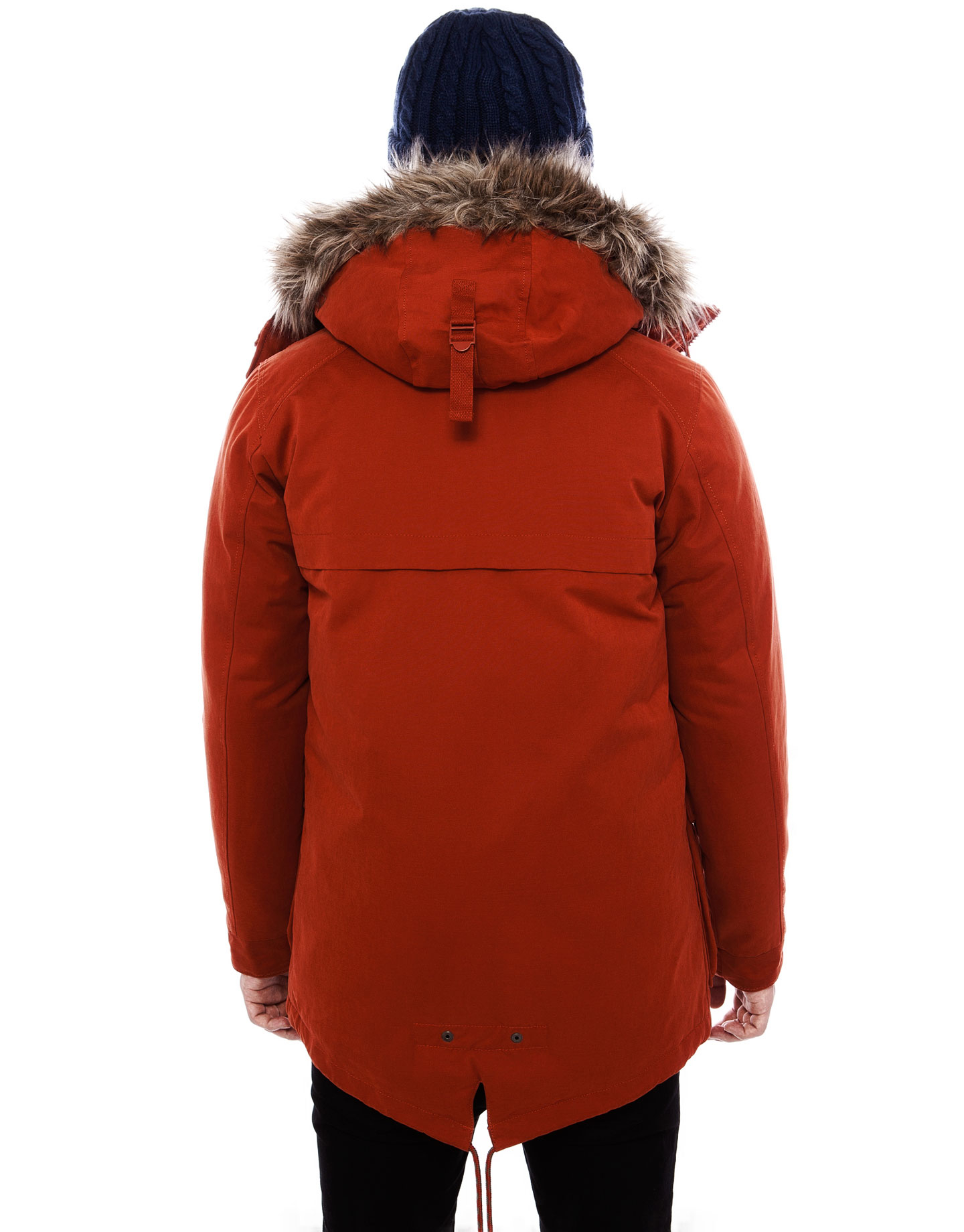 Pull&bear Parka with Fur Hood in Red for Men (ORANGE) | Lyst