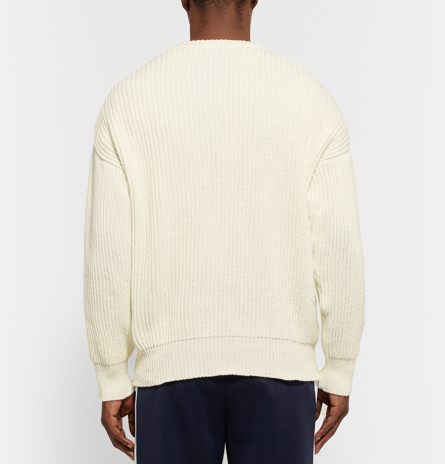 Ami Ribbed Cotton Sweater in Natural for Men | Lyst