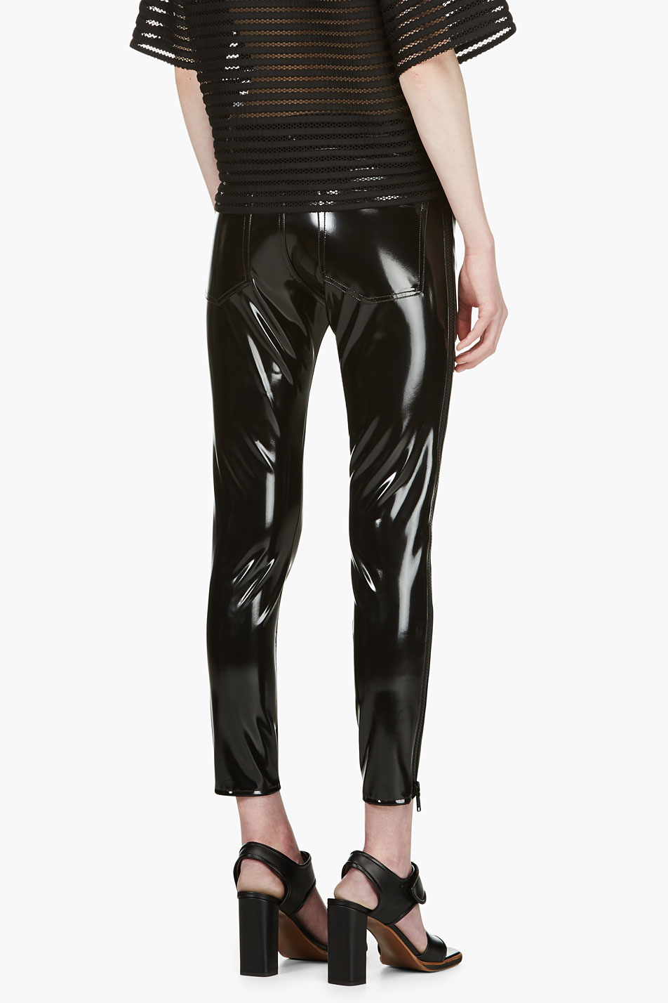 glossy black pants