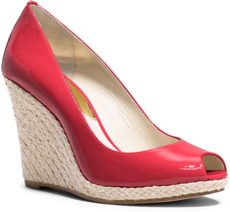 michael kors keegan patent leather peep toe wedge in michael kors keegan patent leather peep toe wedge in