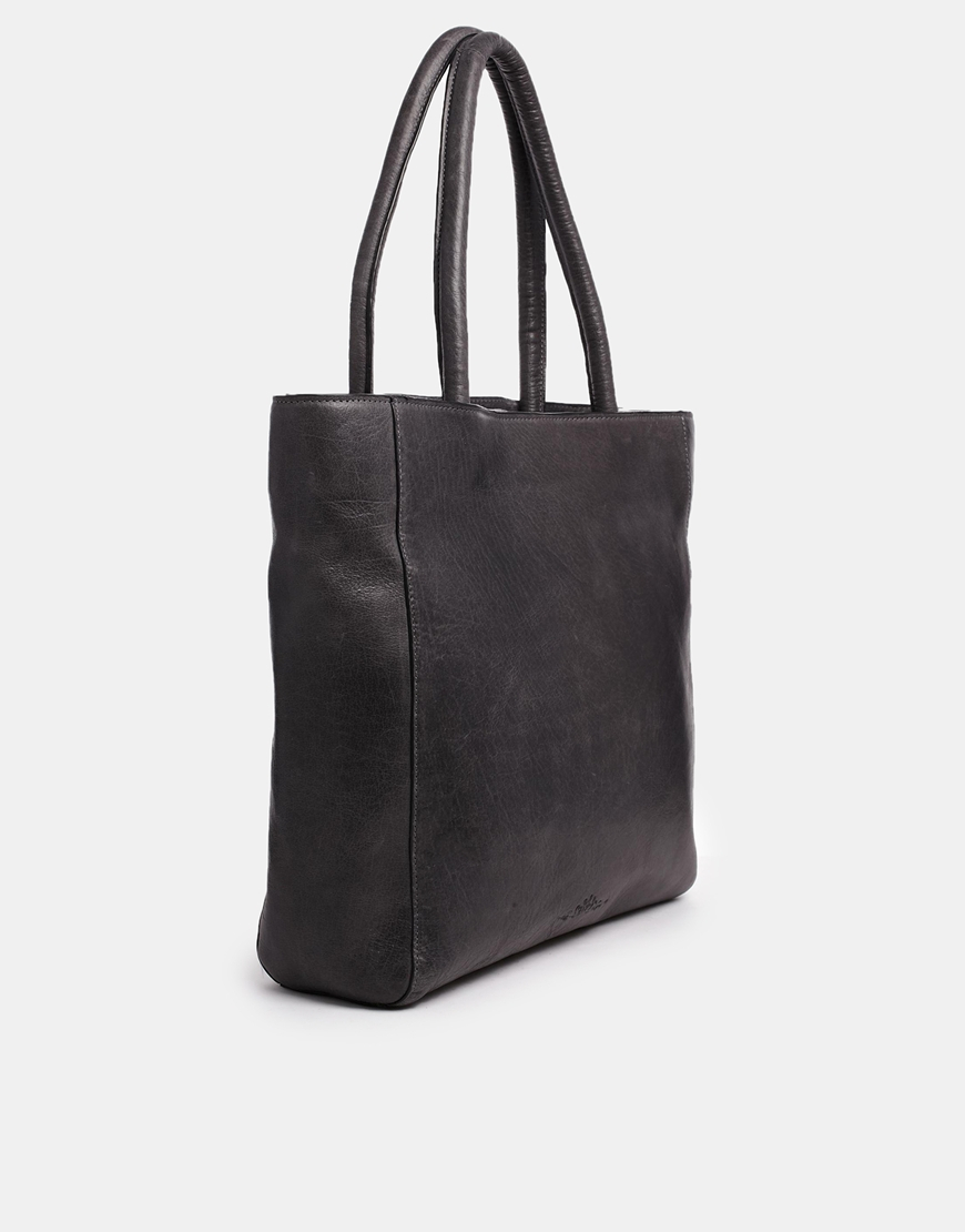 Urbancode Leather Grey Structured Shopper Bag in Gray (Smokeygrey) | Lyst