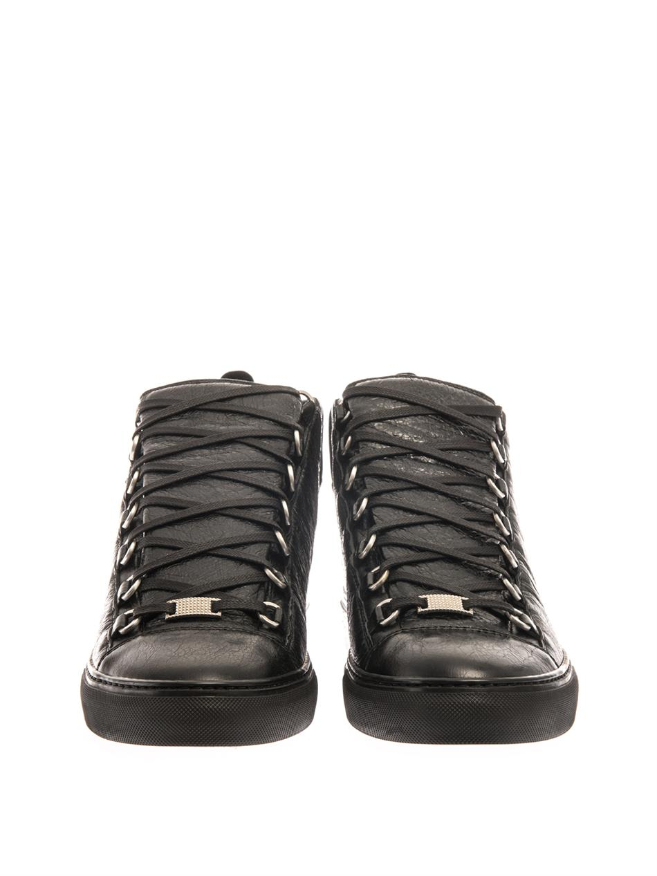 Balenciaga Arena High-Top Leather Trainers in Black for Men | Lyst