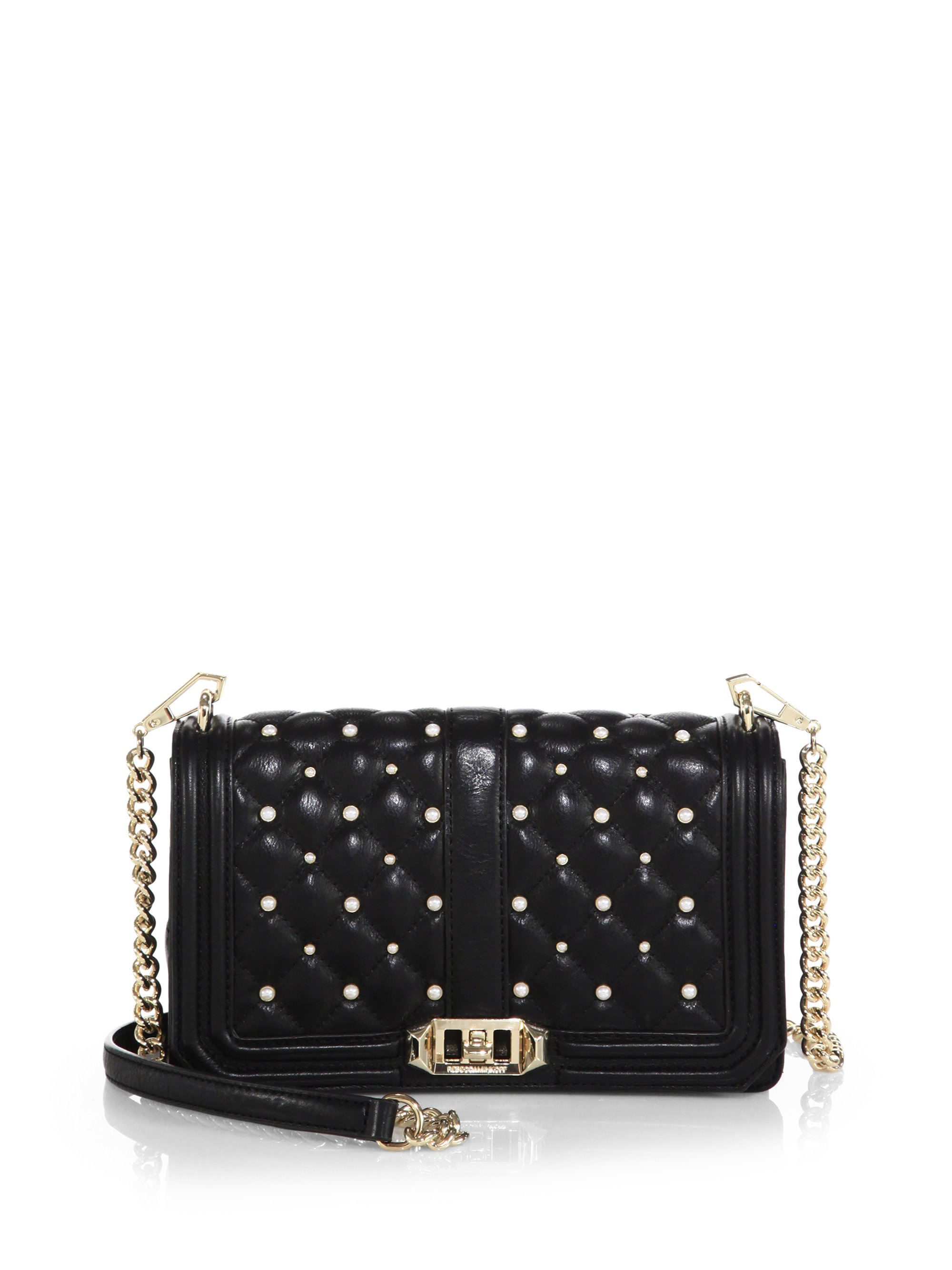 Lyst - Rebecca Minkoff Love Crossbody Bag with Pearlescent Studs in Black