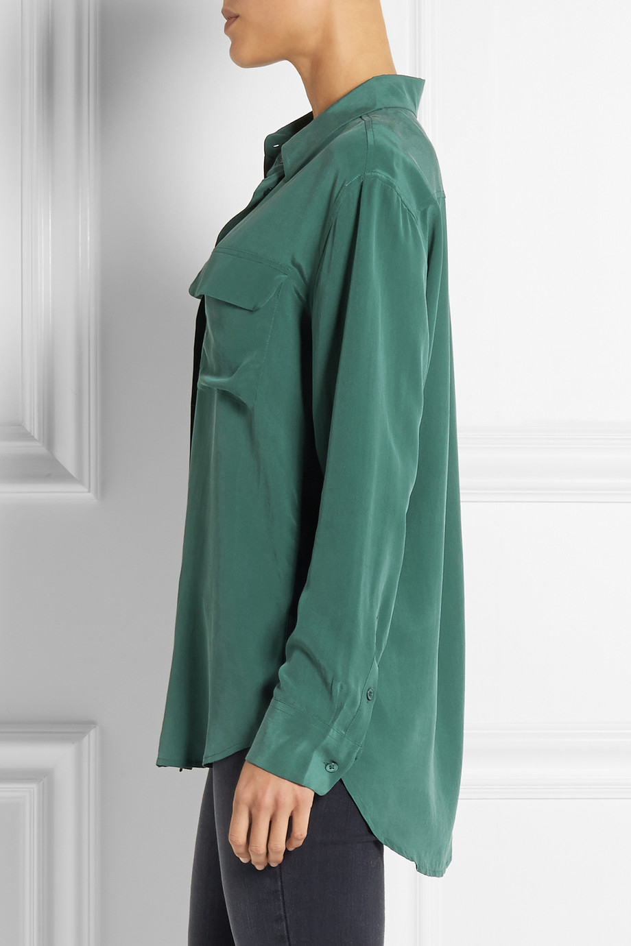 Lyst Equipment Signature Washed Silk Shirt in Green