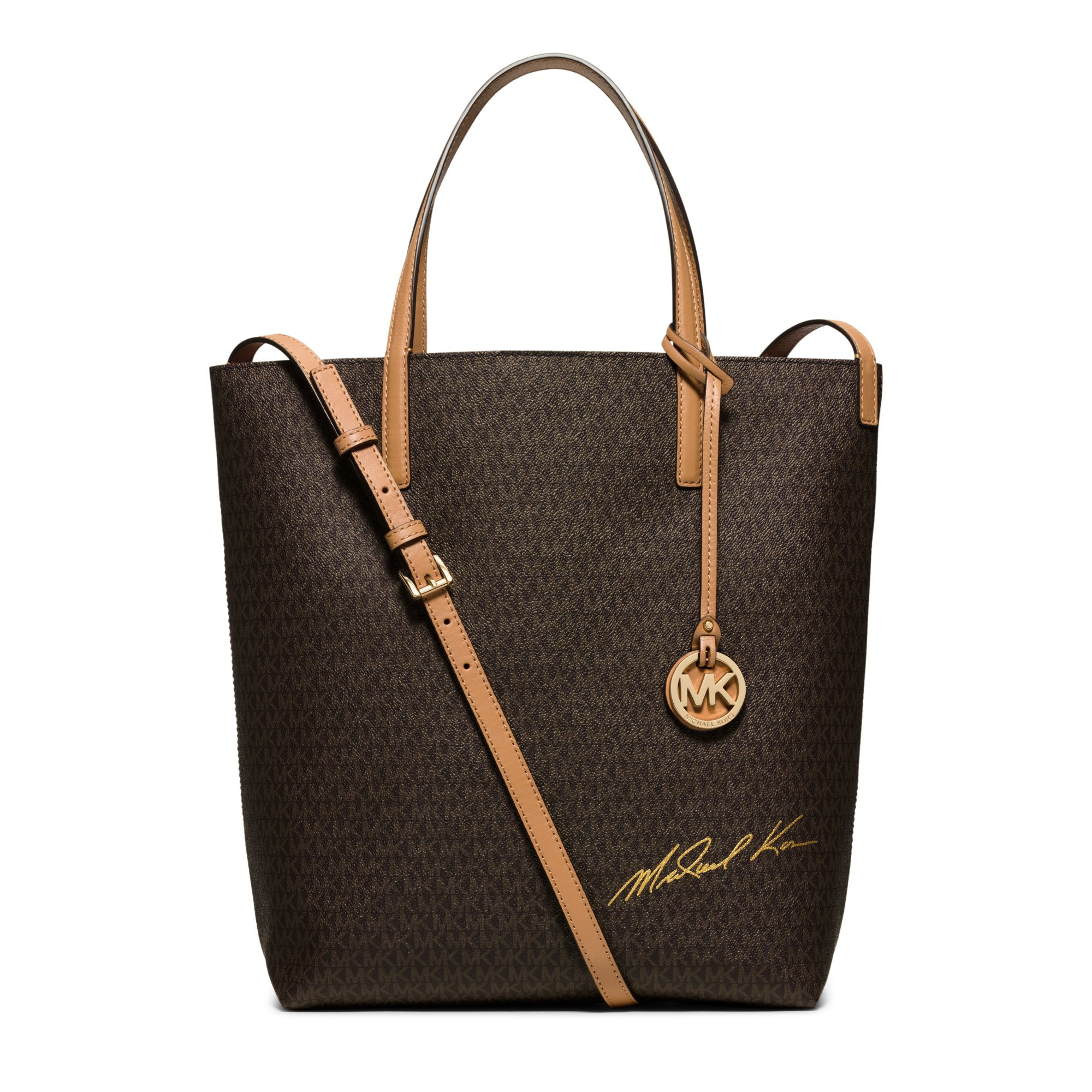 Lyst - Michael Kors Signature Logo Large Convertible Tote in Brown