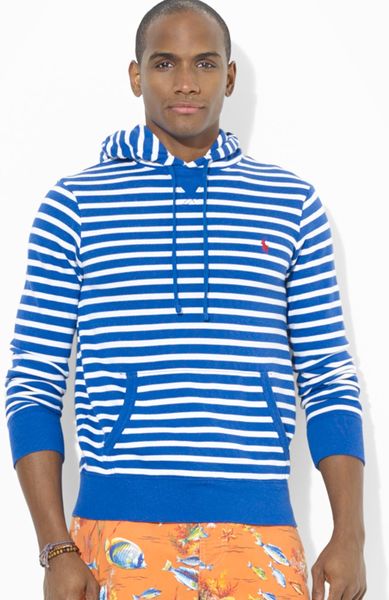 Ralph Lauren Polo Striped Terry Pullover Hoodie in Blue for Men (Monaco ...