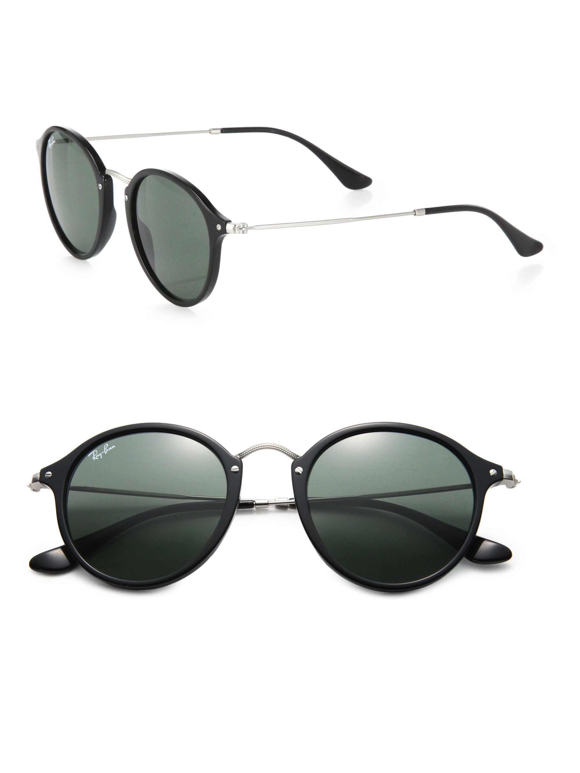 Ray-ban 49mm Round Sunglasses in Black for Men | Lyst