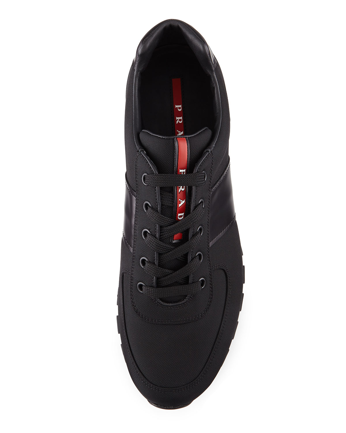 Lyst - Prada Leather-Detail Running Sneakers in Black for Men