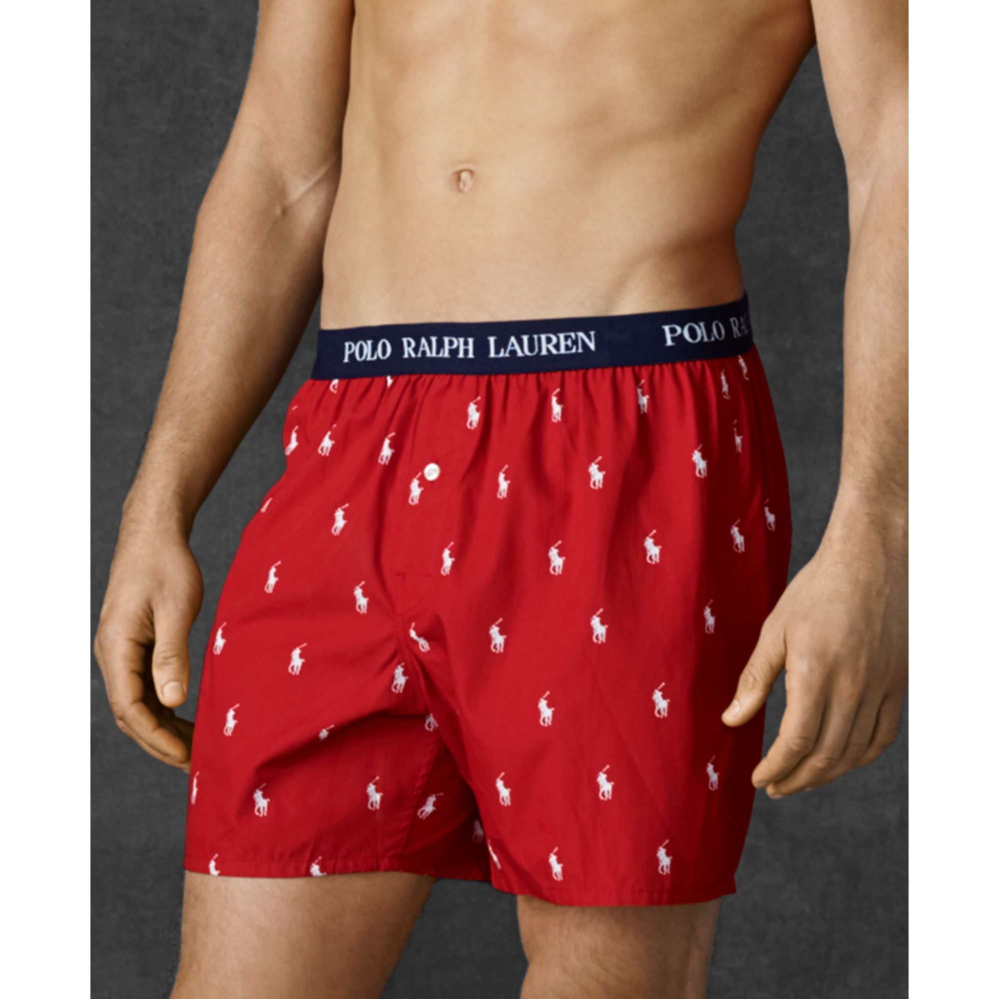 Ralph Lauren Polo Mens Polo Player Woven Boxers in Red for Men | Lyst