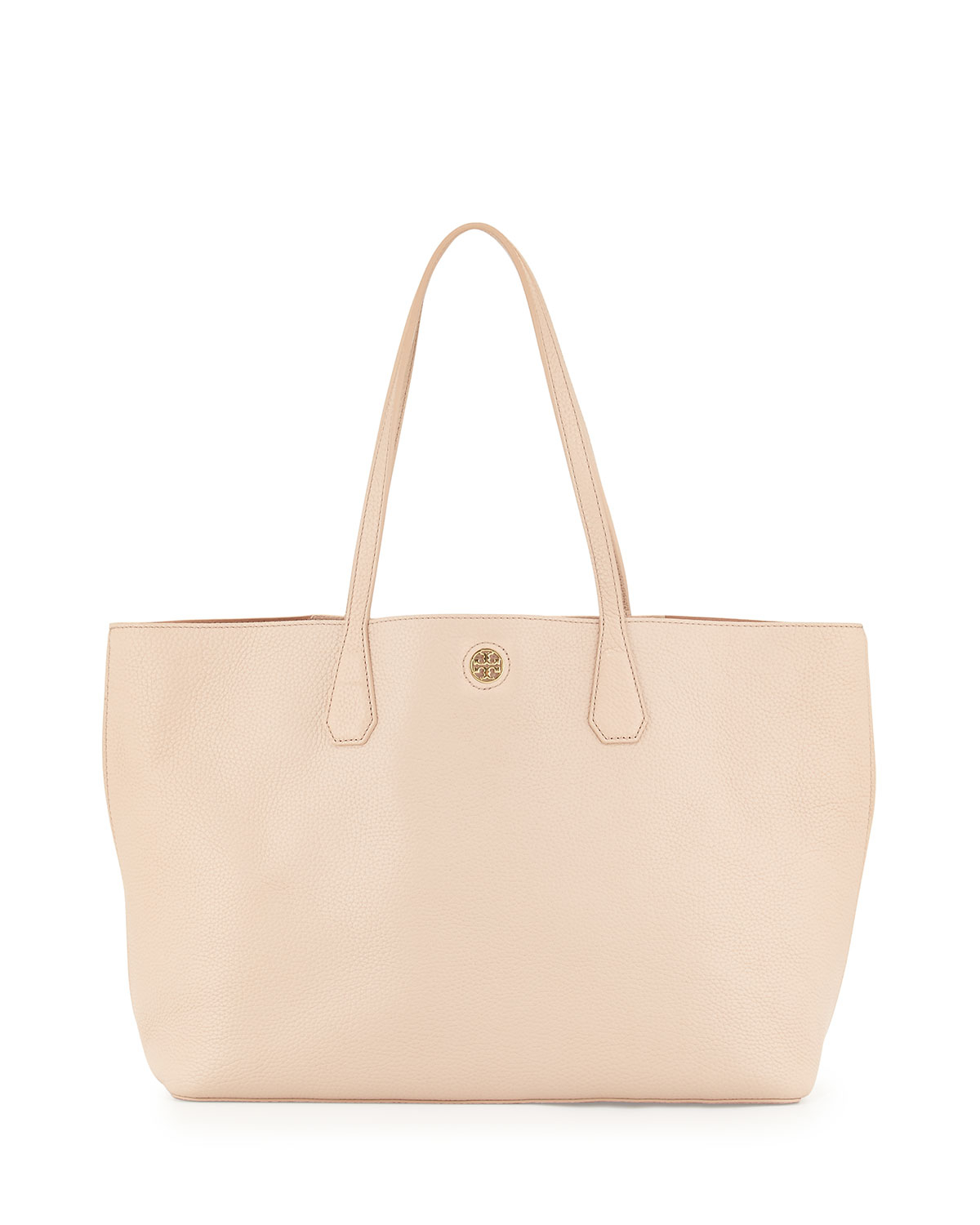 Tory Burch Perry Leather Tote Bag in Brown (LT OAK/ GINGER) | Lyst