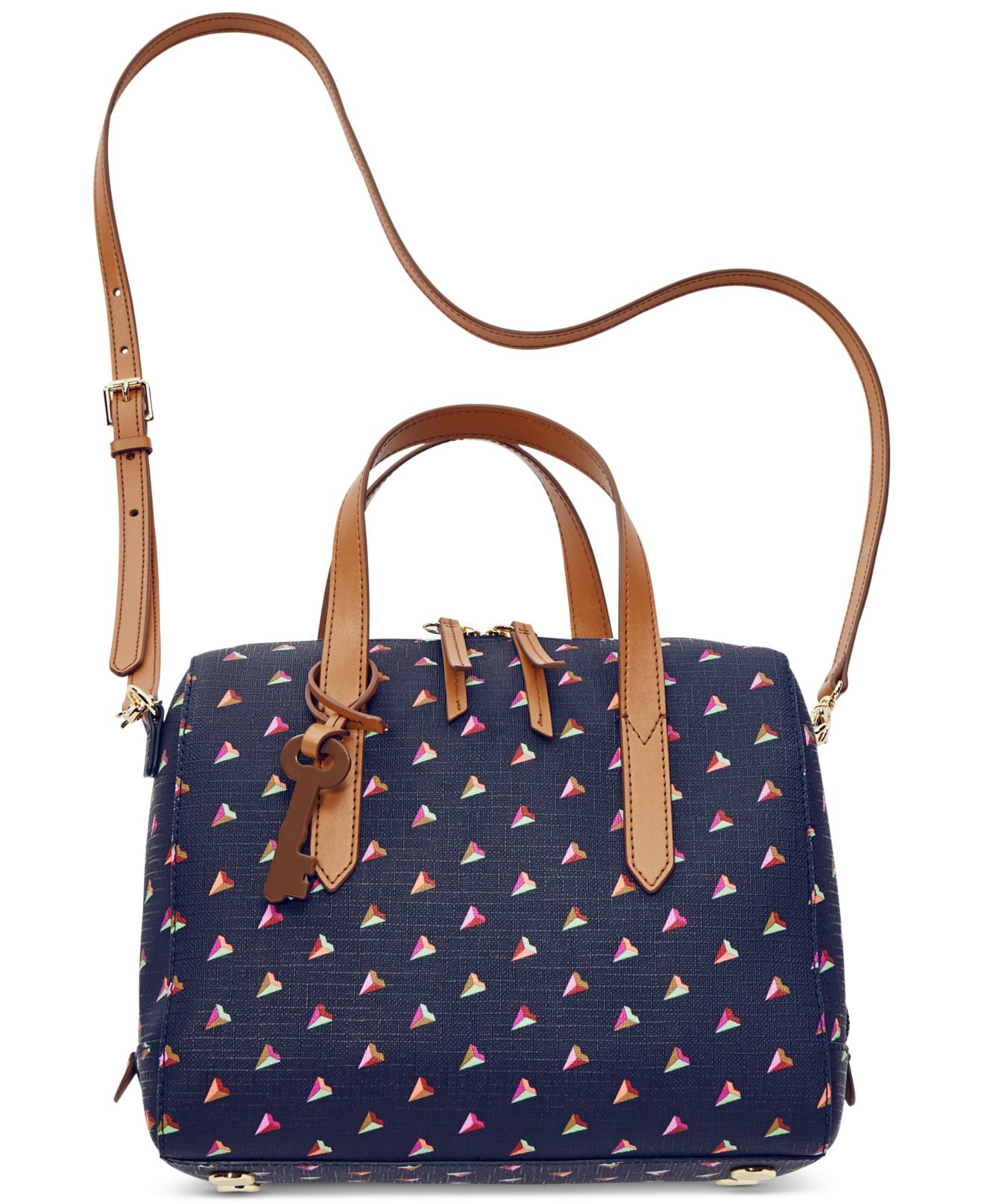 Lyst Fossil Sydney Printed Hearts Satchel Bag In Blue Gallery
