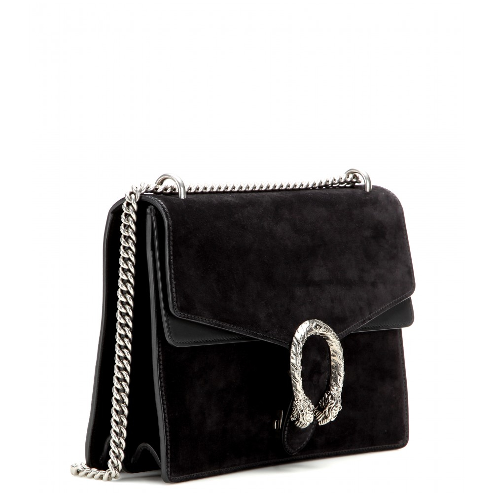 Lyst - Gucci Suede Shoulder Bag in Black