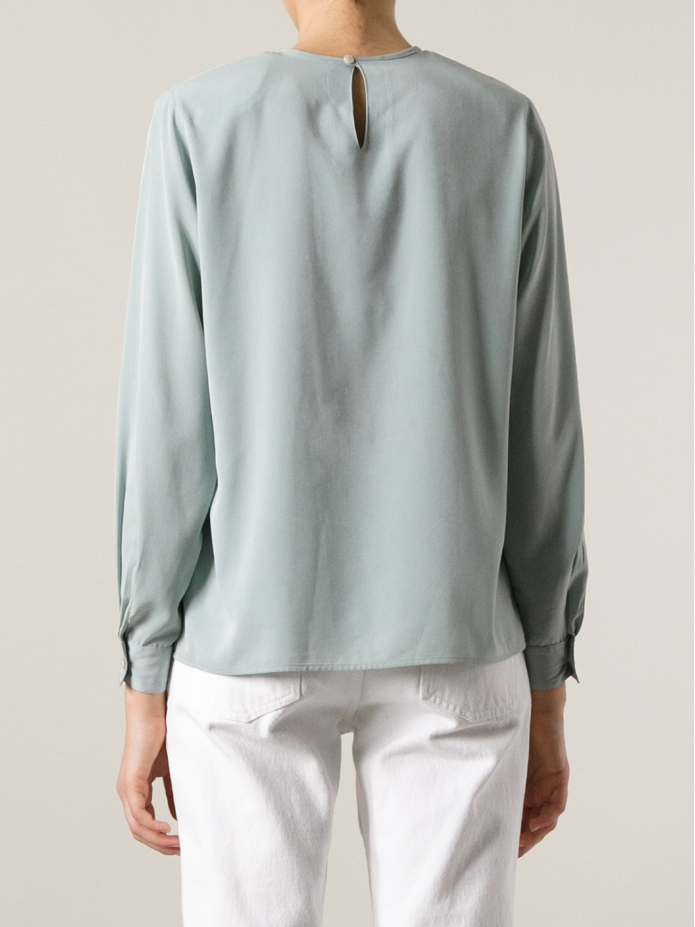 Lyst - Aquascutum Pleated Front Blouse In Green